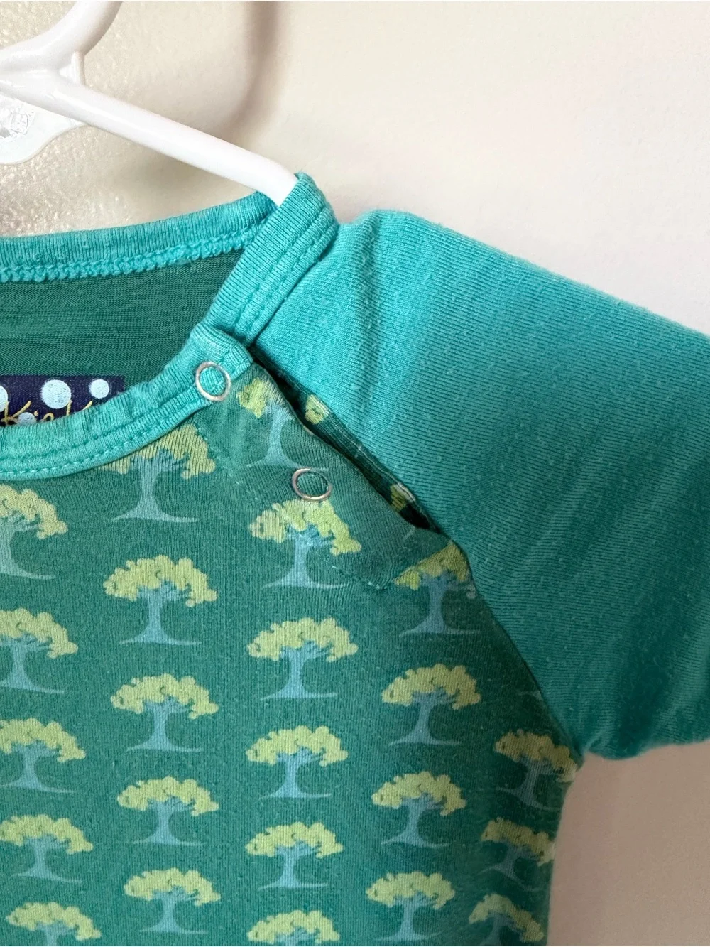 KicKee Pants Boys 3-6M Green Tree Print Bamboo Romper Short Sleeve Snap One Pc